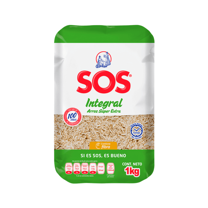 Arroz Integral Súper Extra SOS - Bolsa 1 kg
