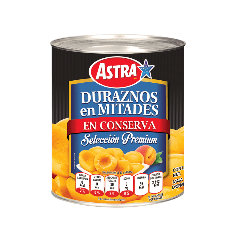 Duraznos en Mitades Astra - Lata 3 kg