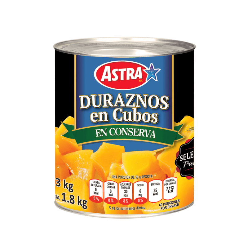 Duraznos en Cubos Astra - Lata 3 kg
