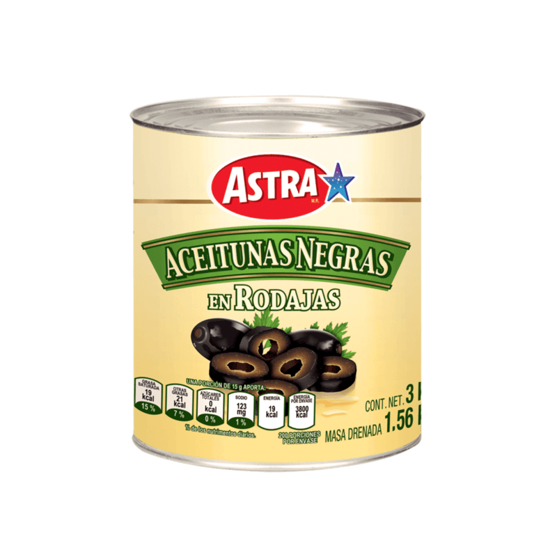 Aceitunas Negras en Rodajas Astra - Lata 3 kg