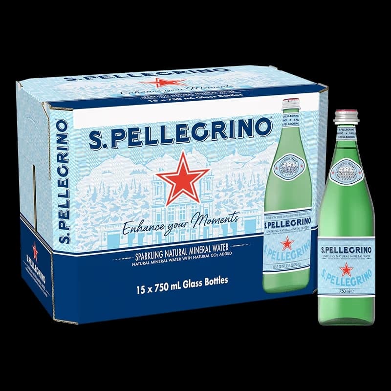 Agua San Peregrino Vidrio - Paquete 15 Botellas de 750mL