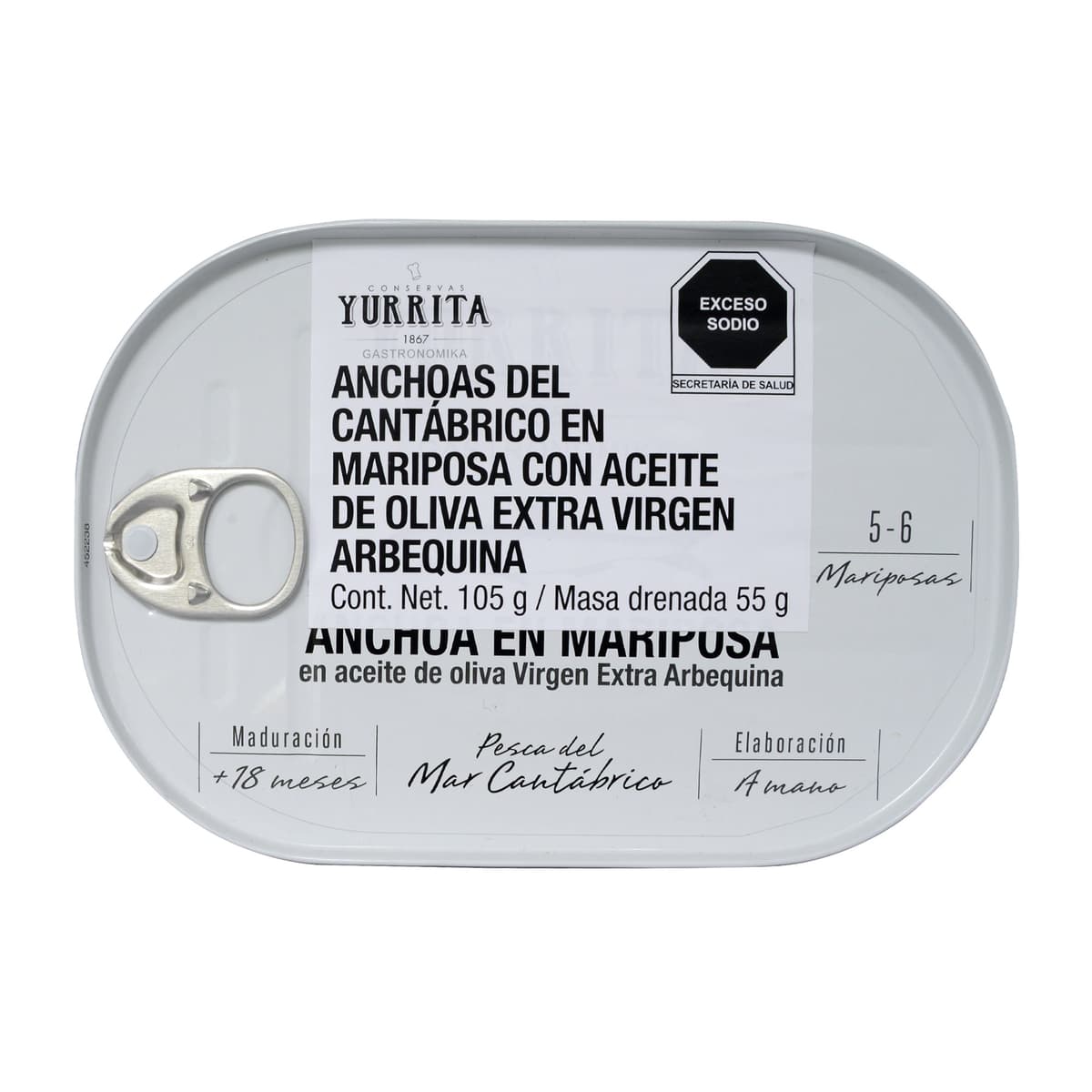Anchoa Mariposa del Cantábrico en Aceite de Oliva Yurrita - Lata 105 g