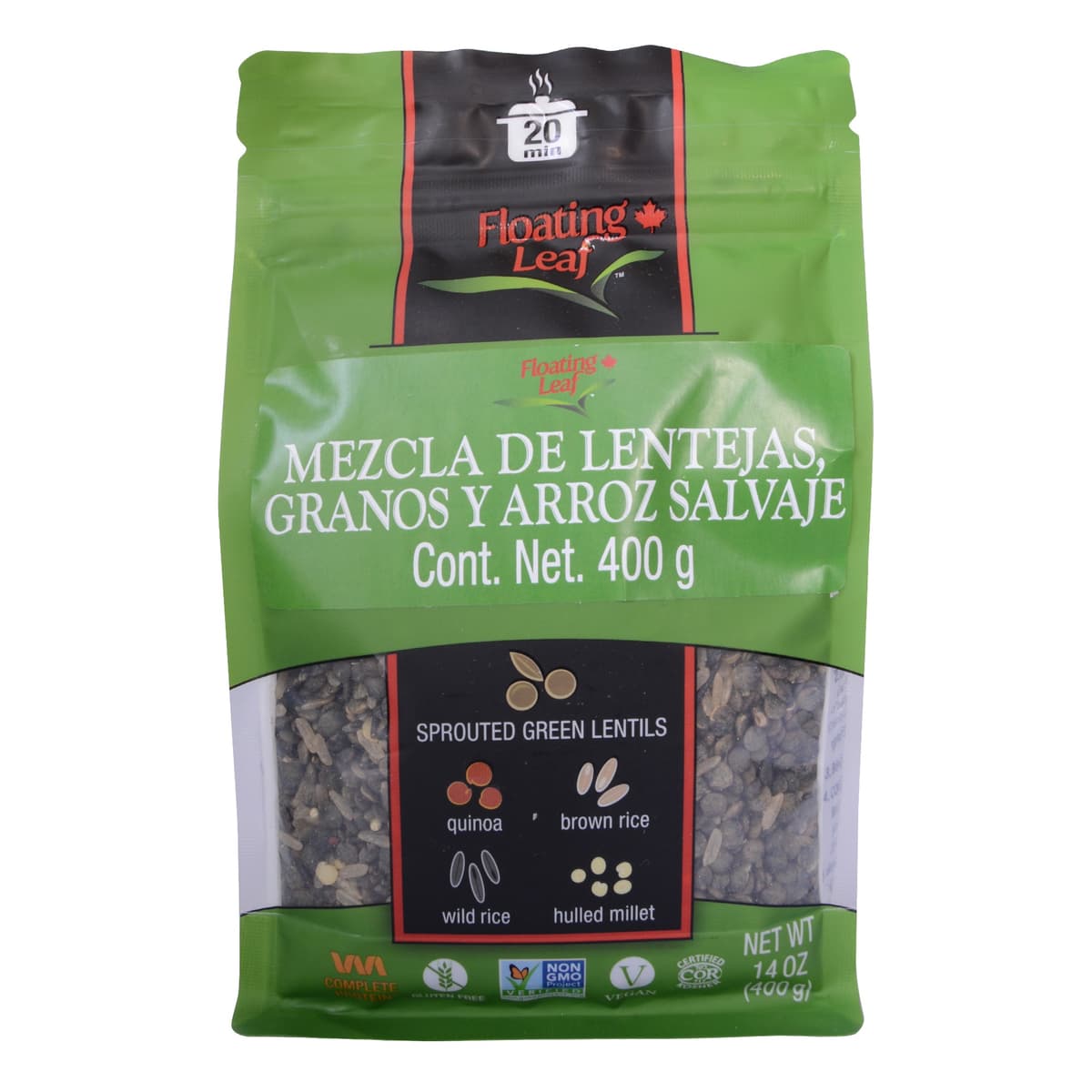 Mezcla de Lentejas, Granos y Arroz Salvaje Floating Leaf - Bolsa 400 g