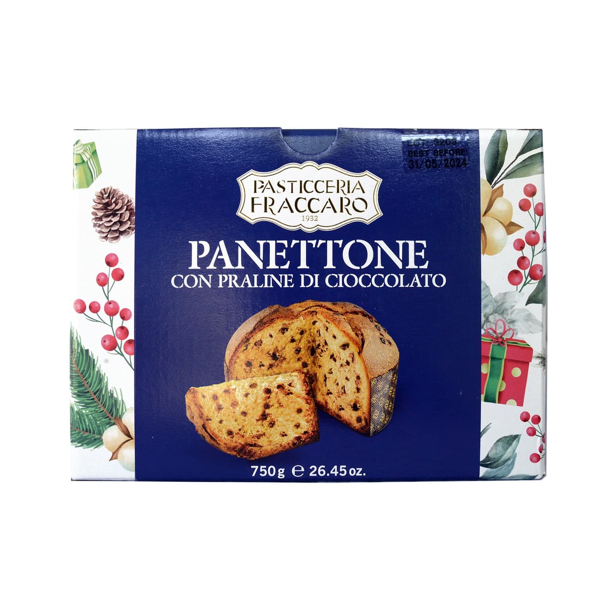 Panettone con Chispas de Chocolate Pasticceria Fraccaro - Caja 750 g