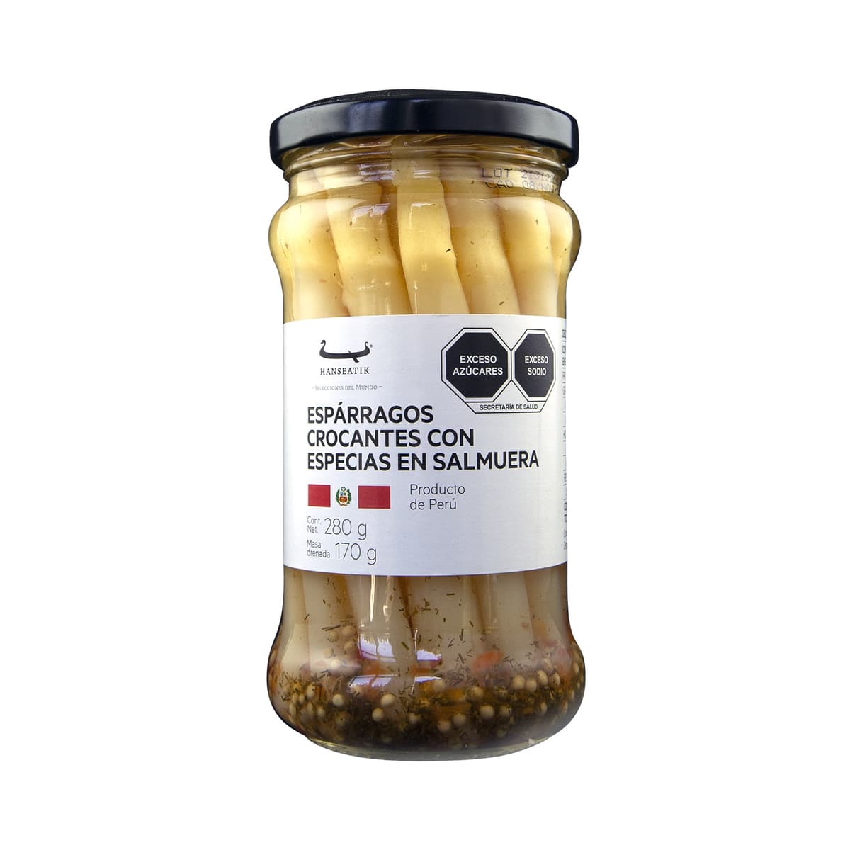 Espárragos Crocantes Blancos con Especias en Salmuera Hanseatik - Frasco 280 g