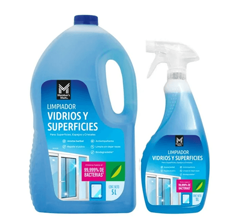 Limpiador Líquido Vidrios y Superficies Member's Mark - Kit 2 piezas