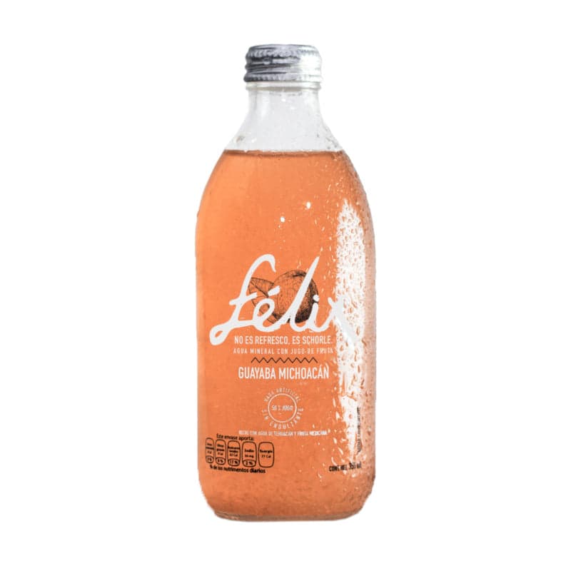 Soda Natural Felix Schorle Sabor Guayaba Michoacan Vidrio - Paquete 24 Botellas de 355 ml