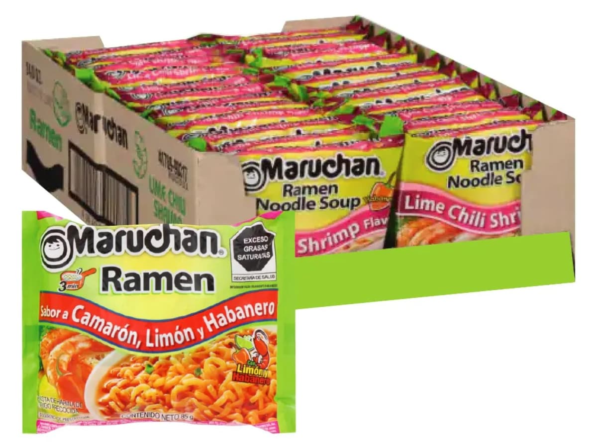 Ramen Maruchan Camarón, Habanero y Limón - Caja 24 Paquetes