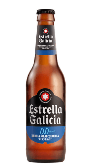Bebida de Malta sin Alcohol Estrella Galicia 0.0 Vidrio - Paquete 24 Botellas de 355 ml