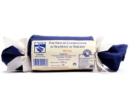 Foie Gras de Pato Torchon Semi-Cocido Godard - Paquete 250 g