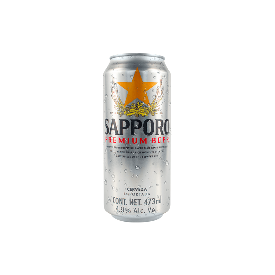 Cerveza Sapporo Beer Premium Lata - Paquete 24 Latas de 473 ml