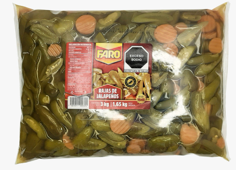 Chile Jalapeño en Rajas Al Minuto, 6 Bolsas de 3kg