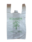 Bolsa de camiseta blanca poliseda biodegradable con diseño No. 3 (30x60 cm) Funsam de 1 kg