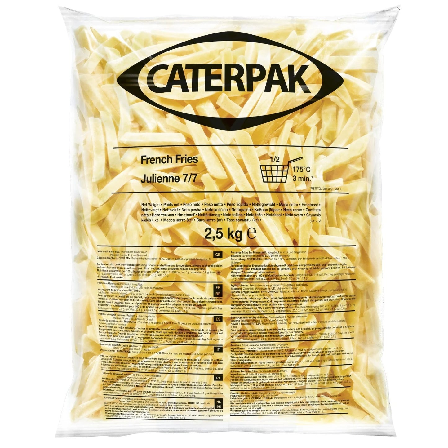 Papas Francesa Congeladas Caterpac, 2.5Kg