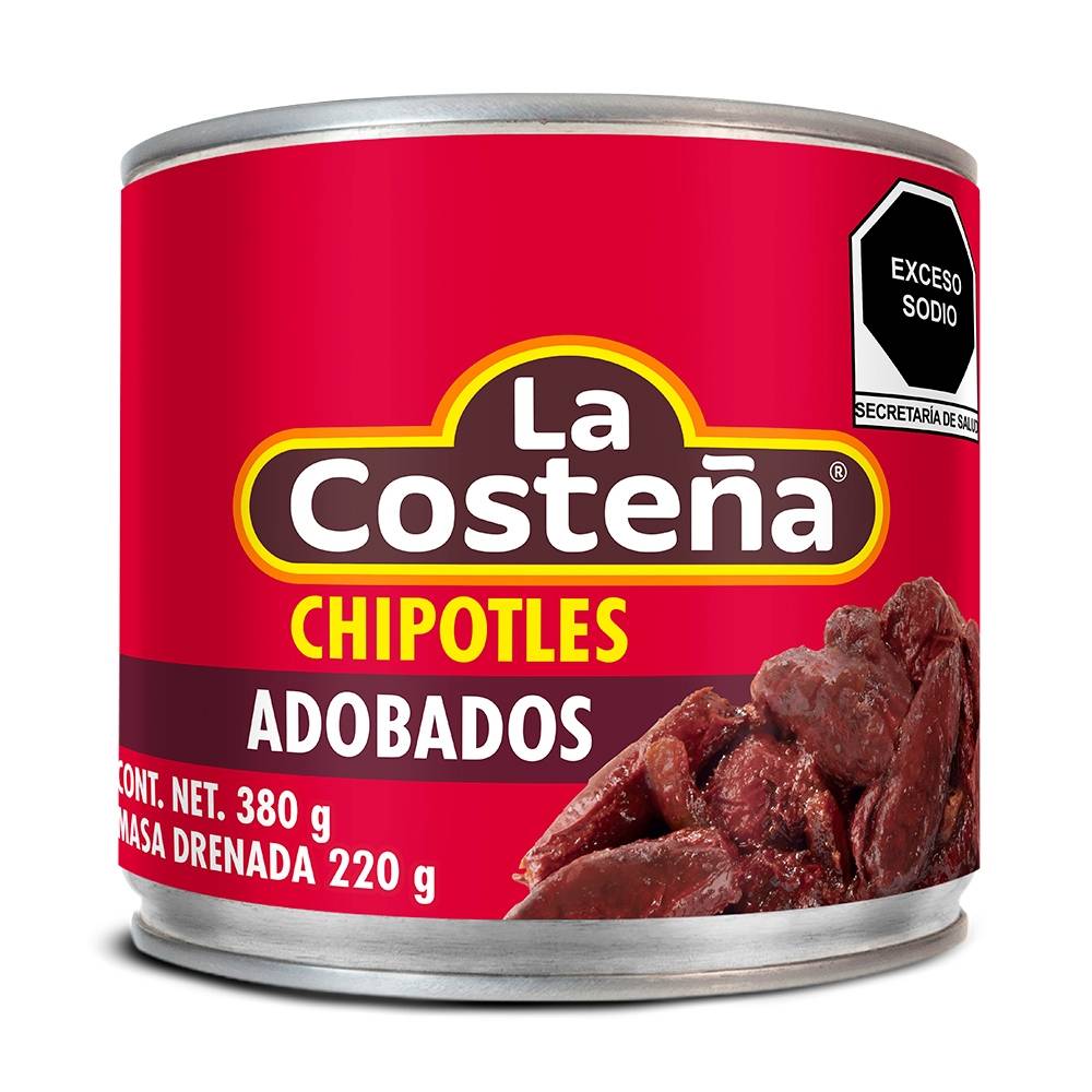 Chiles Chipotles Adobados La Costeña, Lata 380g