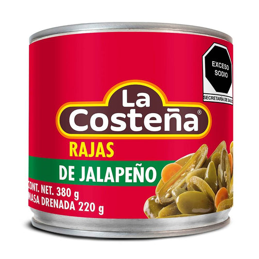 Chiles Rajas de Jalapeño La Costeña, Lata 380g