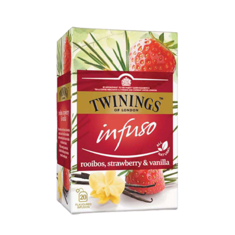 Té de Fresa, Vainilla y Rooibos Twinings, Paquete 20 Sobres de 2g