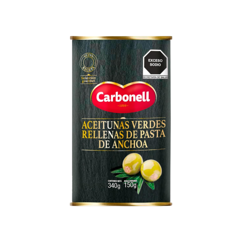 Aceitunas Rellenas con Anchoa Carbonell, Lata 340g