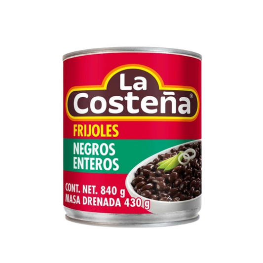 Frijoles Negros Enteros La Costeña, Lata 840g