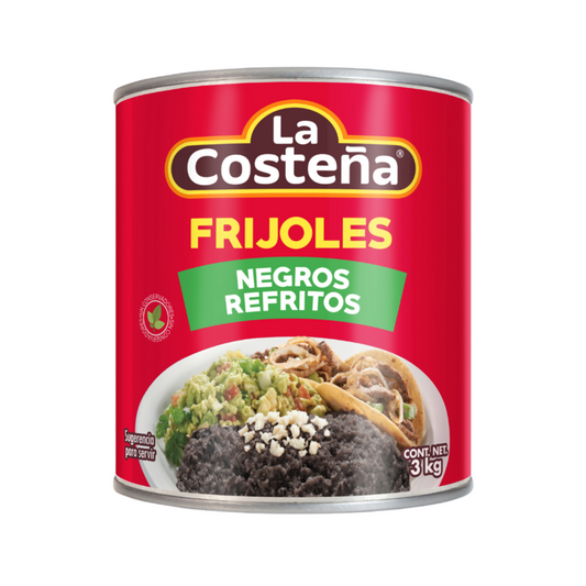 Frijoles Negros Refritos La Costeña, Lata 3kg