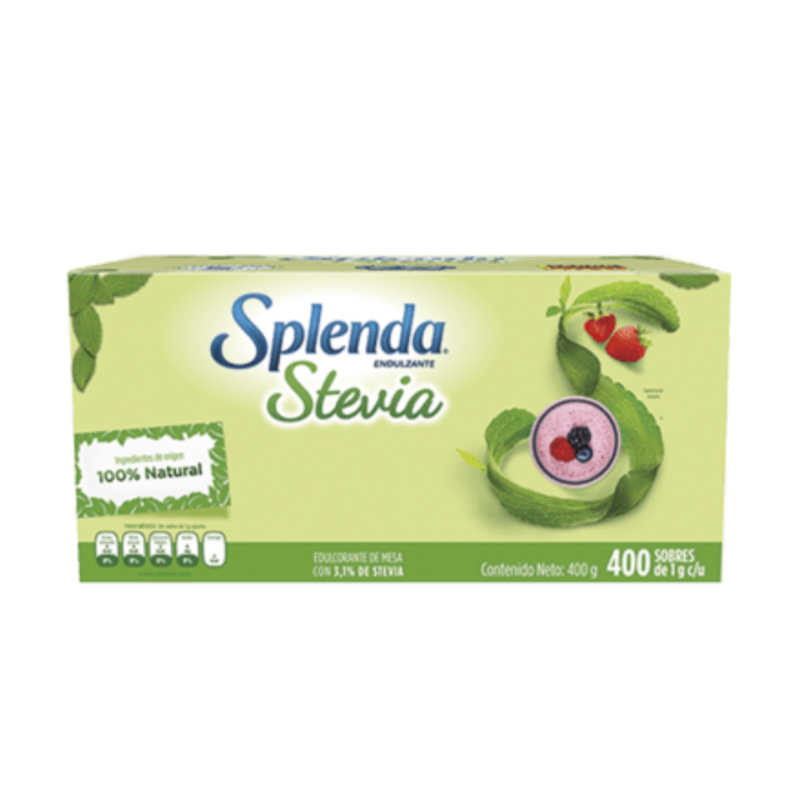 Endulzante con Stevia Splenda, Paquete 400 Sobres de 1g