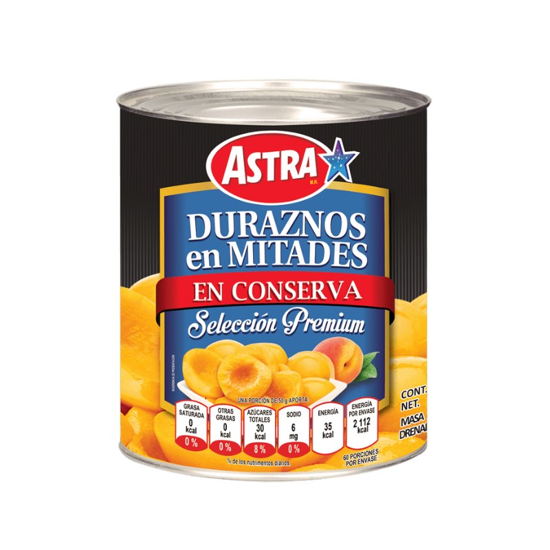 Duraznos en Mitades Astra, Lata 3kg