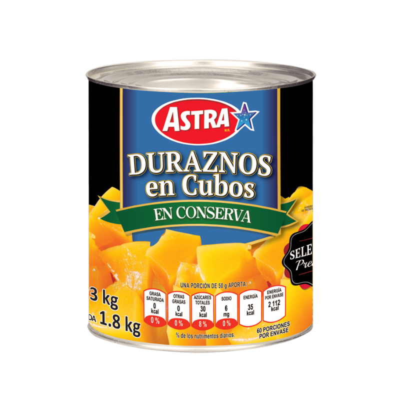 Duraznos en Cubos Astra, Lata 3kg