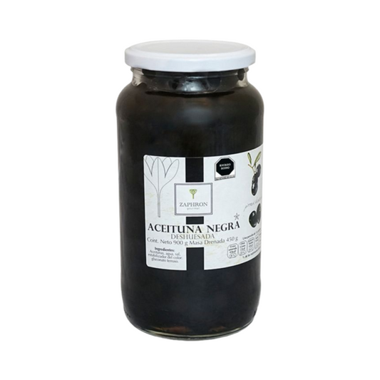 Aceitunas Negras sin Hueso Zaphron, Frasco 900g