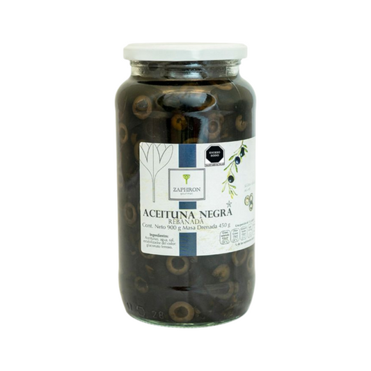 Aceitunas Negras en Rodajas Zaphron, Frasco 900g