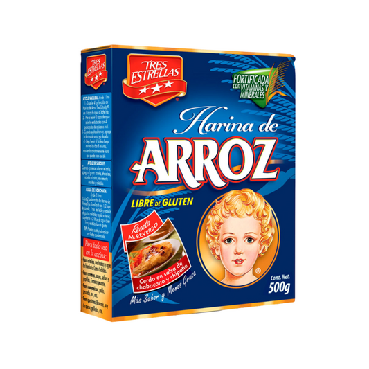 Harina de Arroz Tres Estrellas, Caja 500g