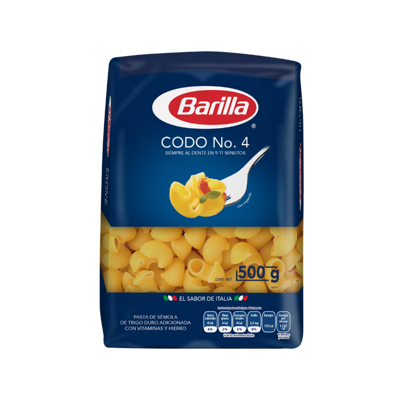 Pasta Codo No. 4 Barilla, Bolsa 500g