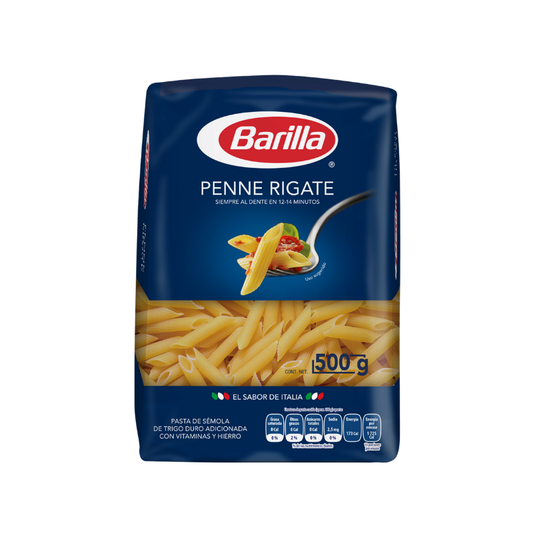 Pasta Penne Rigate Barilla, Bolsa 500g