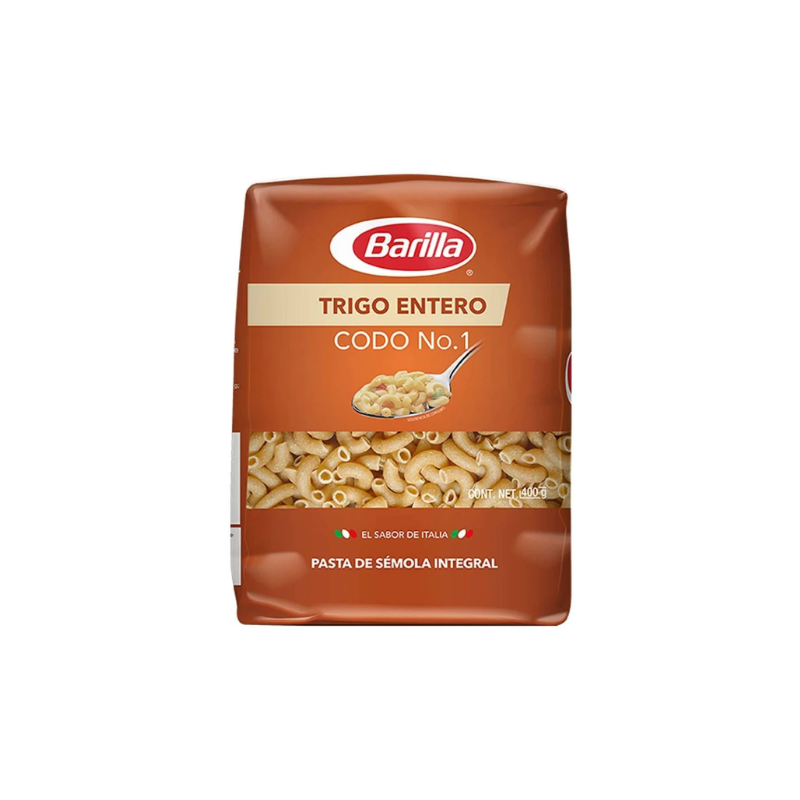 Pasta Integral Codo No. 1 Barilla, Bolsa 400g