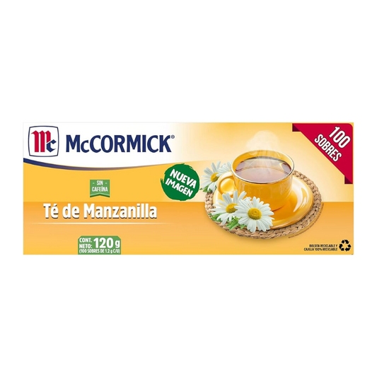 Té de Manzanilla McCormick, Paquete 100 Sobres de 1.2g