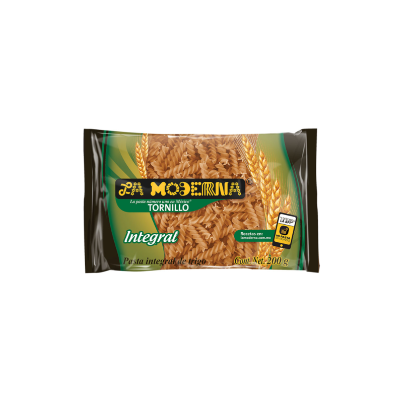 Pasta Integral Tornillo La Moderna, Bolsa 200g