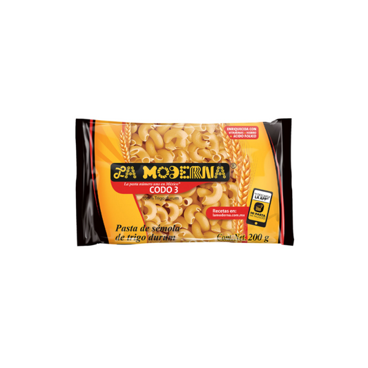 Pasta Codo No. 3 La Moderna, Bolsa 200g