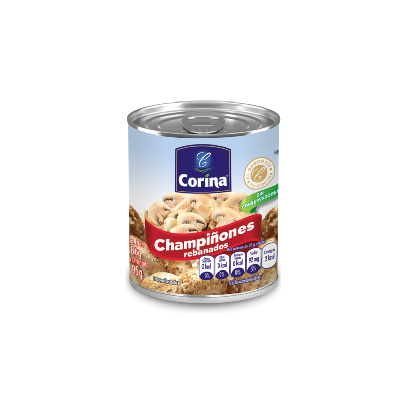 Champiñones Rebanados Corina, Lata 380g