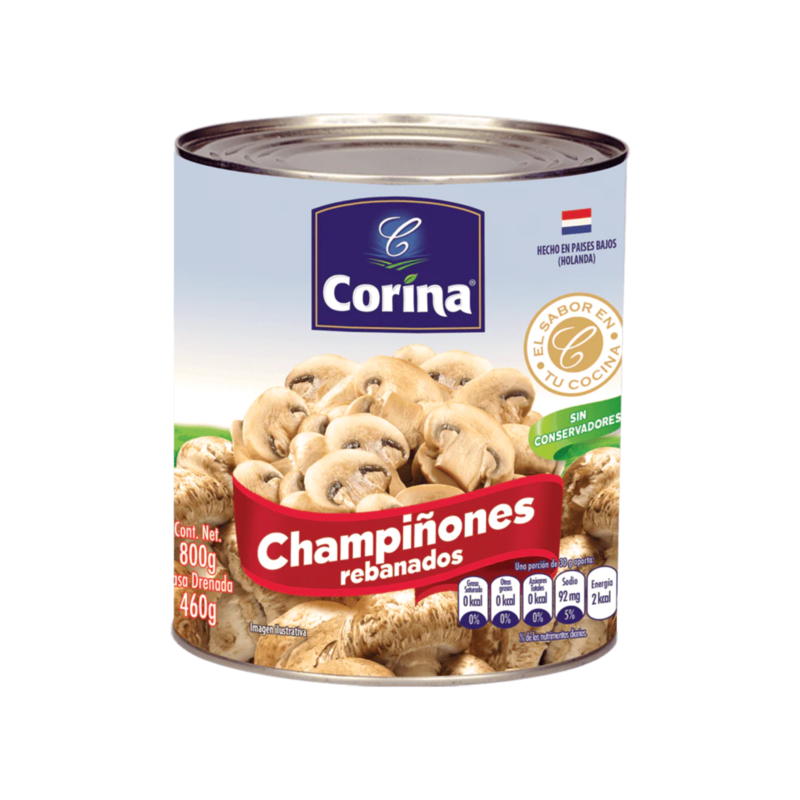 Champiñones Rebanados Corina, Lata 800g