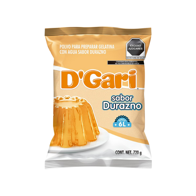 Gelatina de Durazno D'Gari, Bolsa 720g