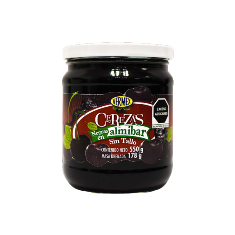 Cereza Negra sin Tallo Vermex, Frasco 550g