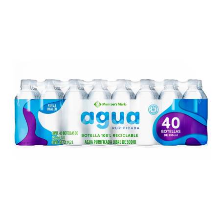 Agua Natural Member's Mark, 40 Botellas de 550mL