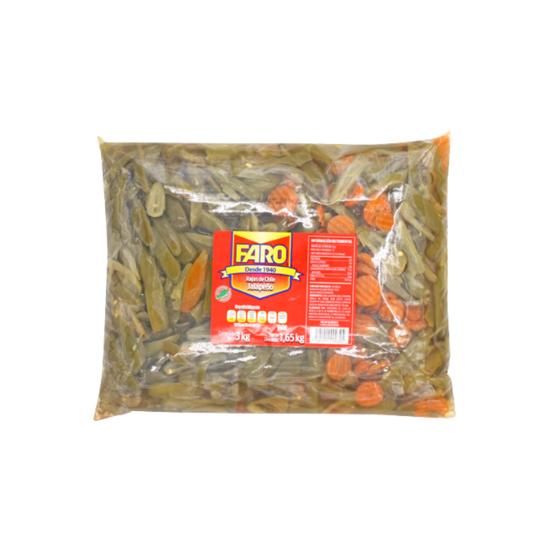 Chile Rajas en Vinagre Faro, Bolsa 3kg