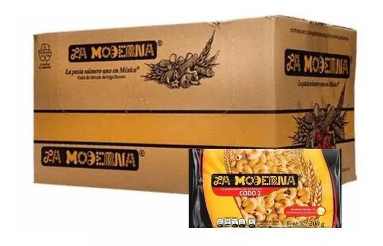 Pasta Codo Moderna No. 2, Caja 20 Paquetes de 200g