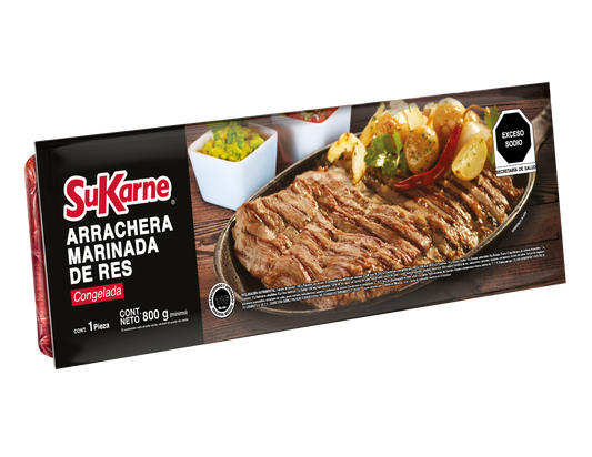 Arrachera de Res Marinada SuKarne, Caja con ~11 Paquetes de ~1kg