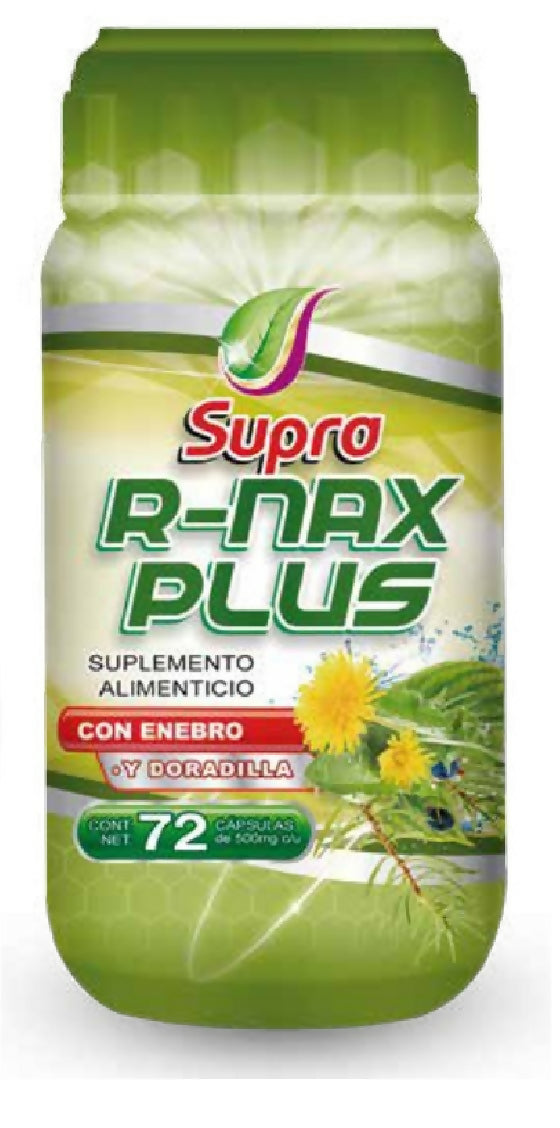 R NAX PLUS CON ENEBRO Y DORADILLA 72 CAPSULAS DE 500 MG SUPRA NATURA