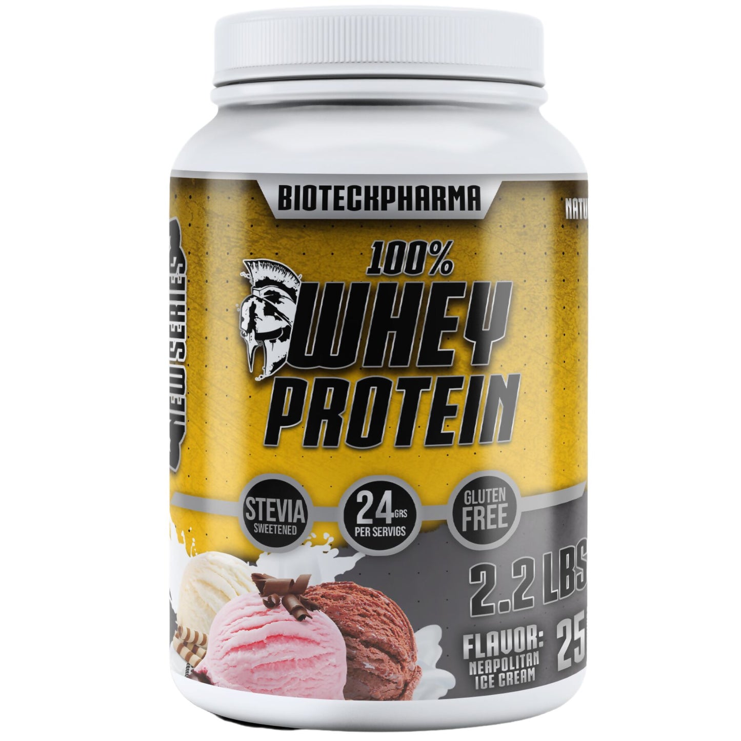 BIOTECKPHARMA| 100% Whey Protein Suero de Leche en Polvo | 2.20 lb (1000 gr) | 24 gr de proteína por porción | Sin Azúcar Añadida | 25 porciones |