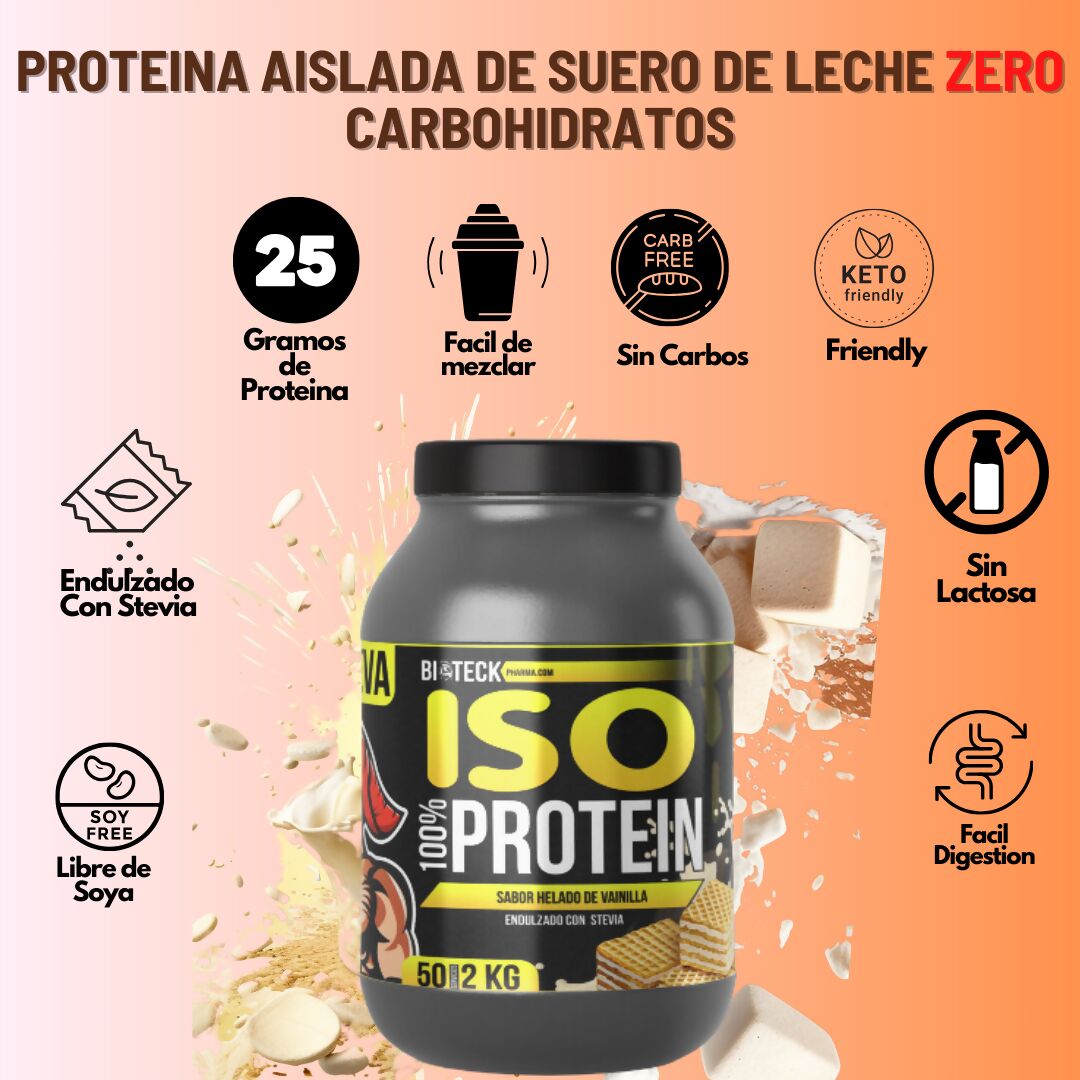 BIOTECKPHARMA | ISO protein sabor Helado de vainilla 8.80 lbs/ 4kg…