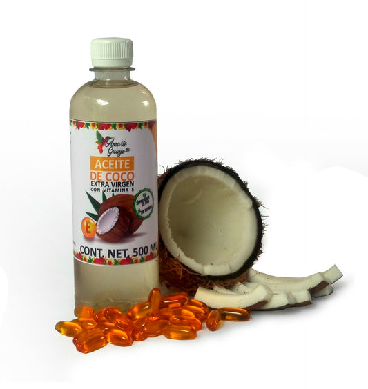 Aceite de coco extra virgen con vitamina E botella pet 500ml