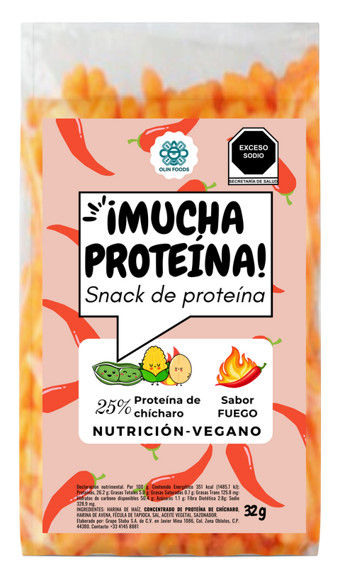 ¡MUCHA PROTEÍNA! Snack de proteína Sabor Fuego 23 gramos