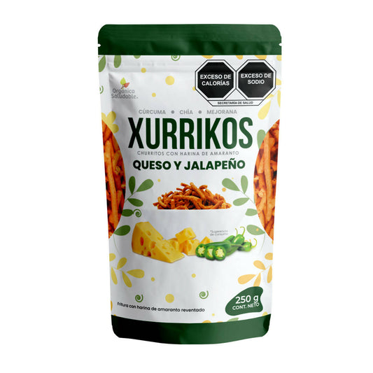 Xurrikos de Amaranto sabor Queso Jalapeño By Orgánica y Saludable 6 Pack